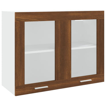 Hängeschrank Glas Braun Eichen-Optik 80x31x60 cm Holzwerkstoff