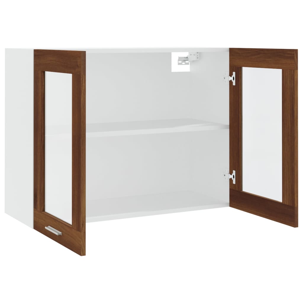 Hängeschrank Glas Braun Eichen-Optik 80x31x60 cm Holzwerkstoff