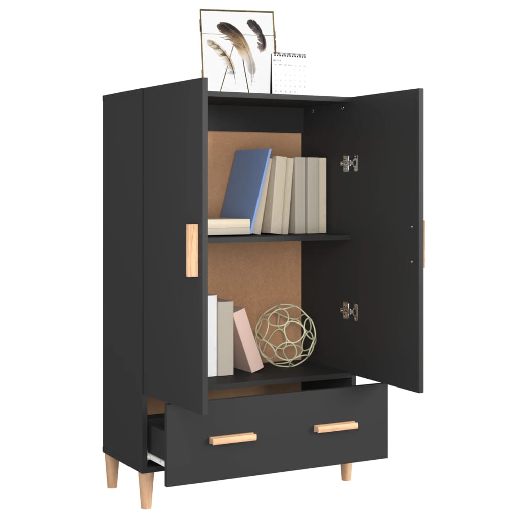 Highboard Schwarz 70x31x115 cm Holzwerkstoff