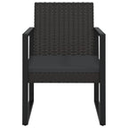 4-tlg. Garten-Lounge-Set mit Kissen Schwarz Poly Rattan