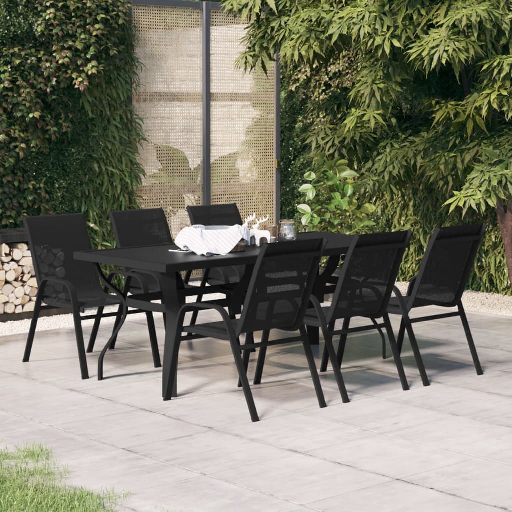 7-tlg. Garten-Essgruppe Schwarz
