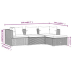 4-tlg. Garten-Lounge-Set mit Kissen Poly Rattan Grau