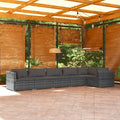 6-tlg. Garten-Lounge-Set mit Kissen Poly Rattan Grau