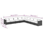 9-tlg. Garten-Lounge-Set mit Kissen Poly Rattan Grau