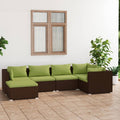 6-tlg. Garten-Lounge-Set mit Auflagen Poly Rattan Braun