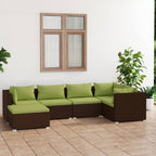6-tlg. Garten-Lounge-Set mit Auflagen Poly Rattan Braun