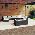 10-tlg. Garten-Lounge-Set mit Kissen Schwarz Poly Rattan