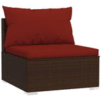 12-tlg. Garten-Lounge-Set mit Kissen Braun Poly Rattan