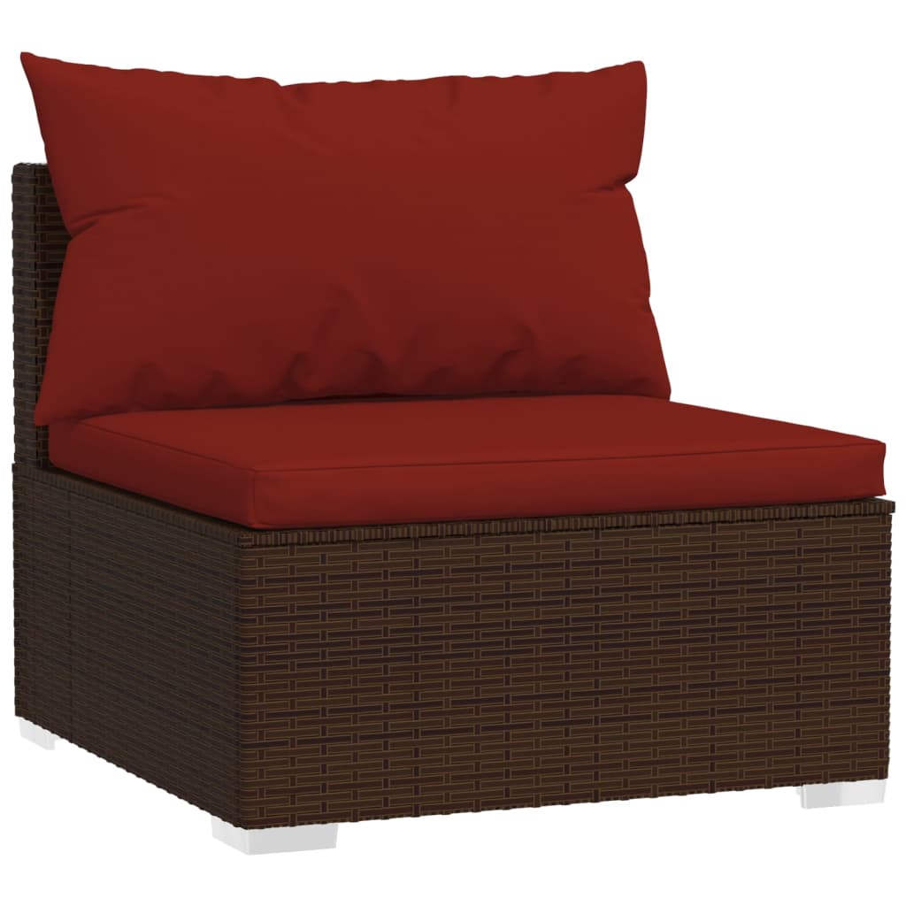 12-tlg. Garten-Lounge-Set mit Kissen Braun Poly Rattan