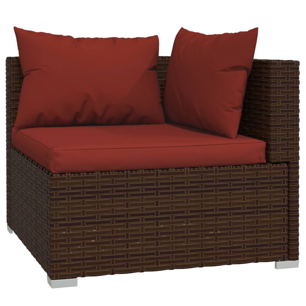13-tlg. Garten-Lounge-Set mit Kissen Braun Poly Rattan