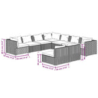 9-tlg. Garten-Lounge-Set mit Kissen Braun Poly Rattan