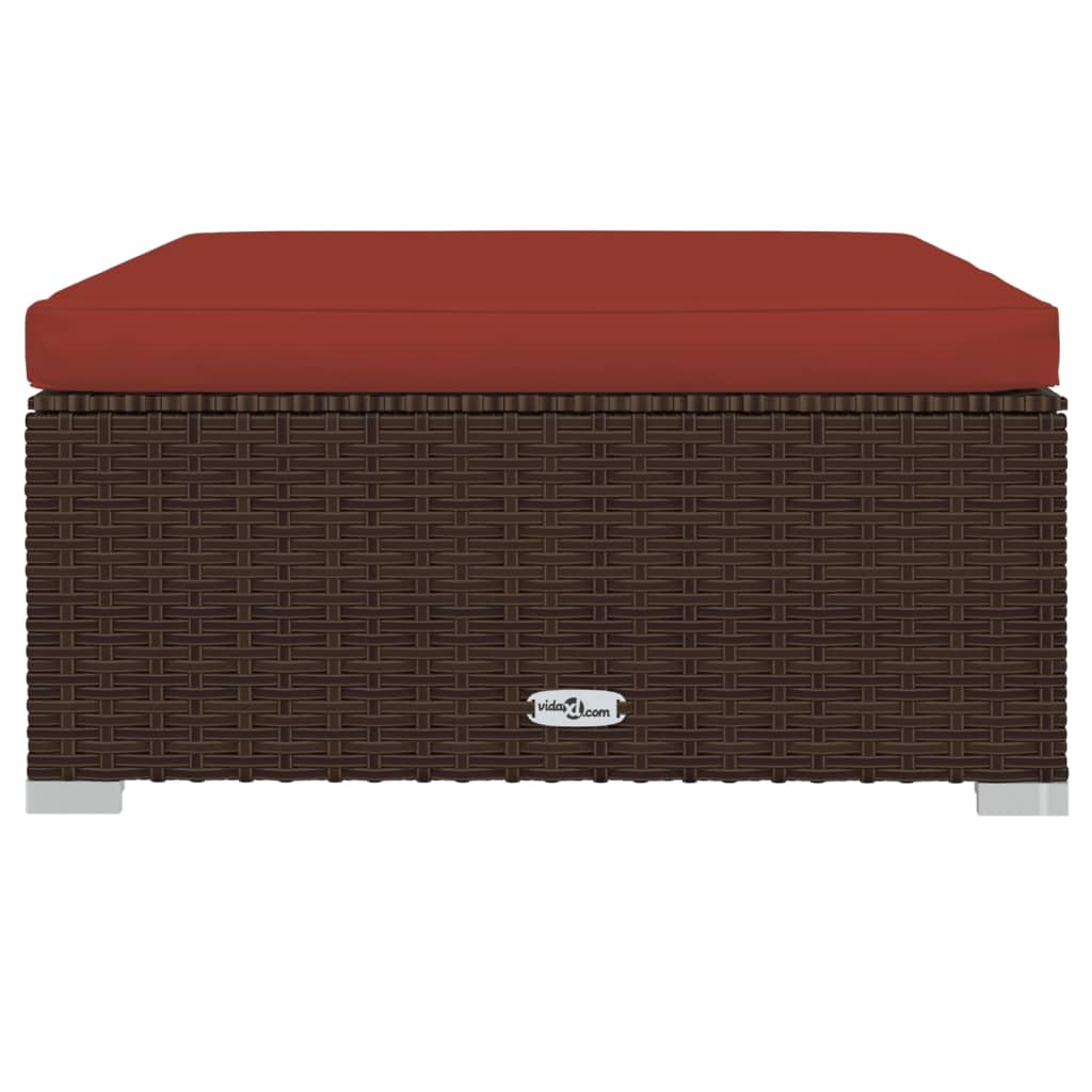 10-tlg. Garten-Lounge-Set mit Kissen Poly Rattan Braun