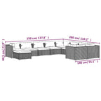 10-tlg. Garten-Lounge-Set mit Kissen Poly Rattan Grau
