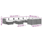 11-tlg. Garten-Lounge-Set mit Kissen Poly Rattan Schwarz