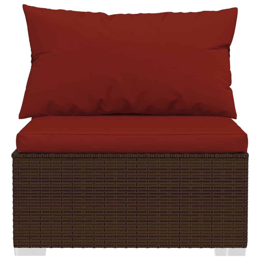 9-tlg. Garten-Lounge-Set mit Kissen Poly Rattan Braun