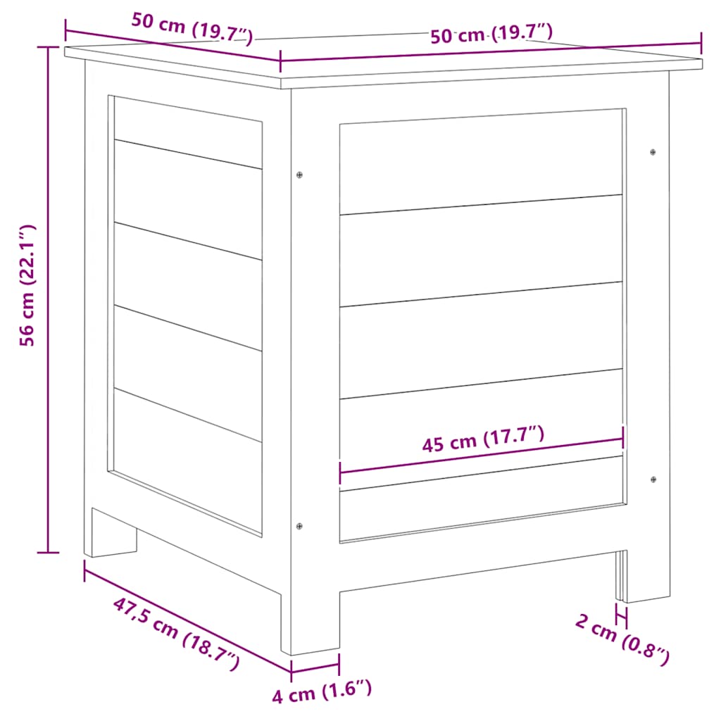 Outdoor-Kissenbox 50x50x56 cm Massivholz Tanne