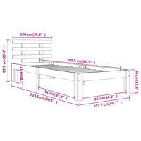 Massivholzbett Schwarz 100x200 cm