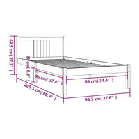 Massivholzbett Schwarz 90x200 cm