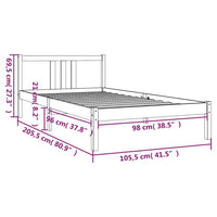 Massivholzbett Schwarz 100x200 cm