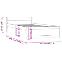 Massivholzbett Schwarz 90x200 cm