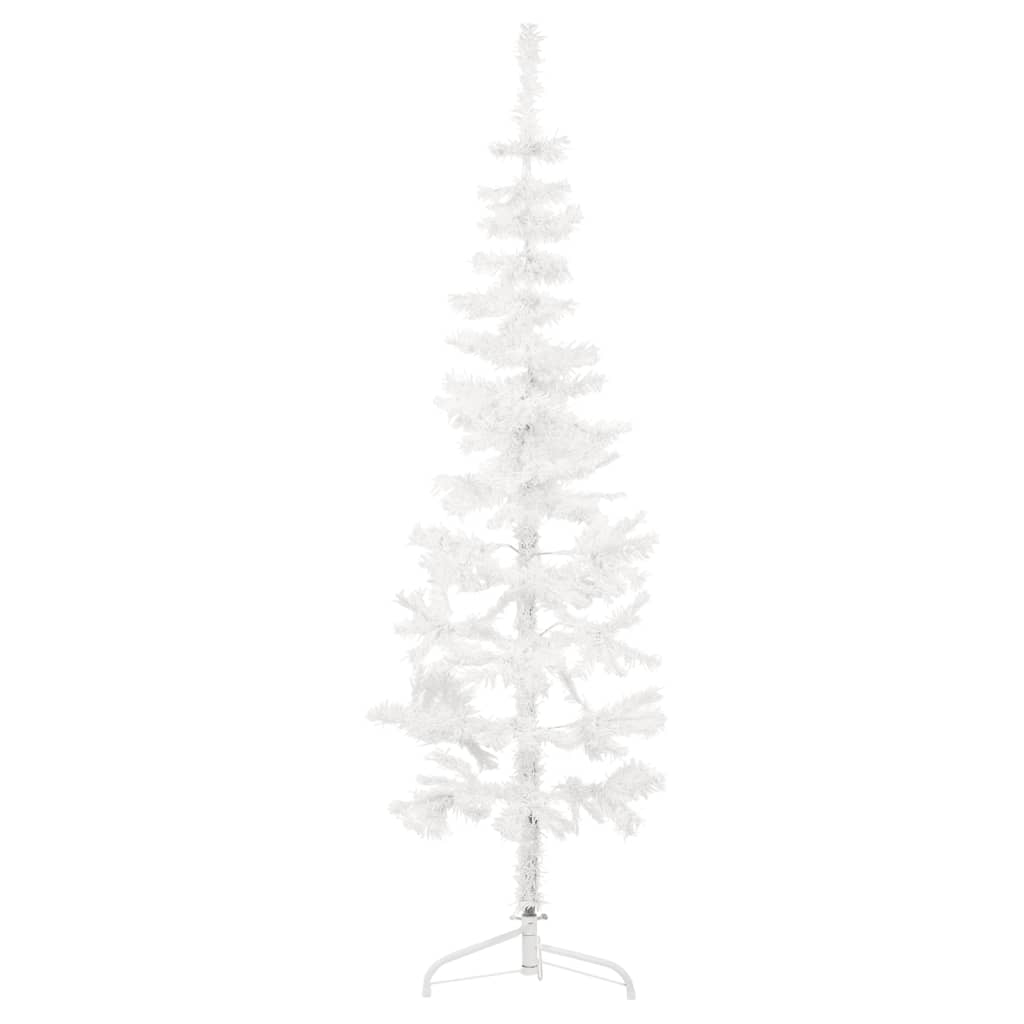 Künstlicher Halb-Weihnachtsbaum mit Ständer Schlank Weiß 150 cm