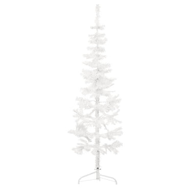 Künstlicher Halb-Weihnachtsbaum mit Ständer Schlank Weiß 150 cm