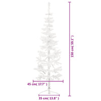 Künstlicher Halb-Weihnachtsbaum mit Ständer Schlank Weiß 150 cm