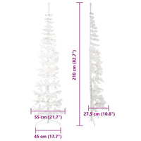 Künstlicher Halb-Weihnachtsbaum mit Ständer Schlank Weiß 210 cm