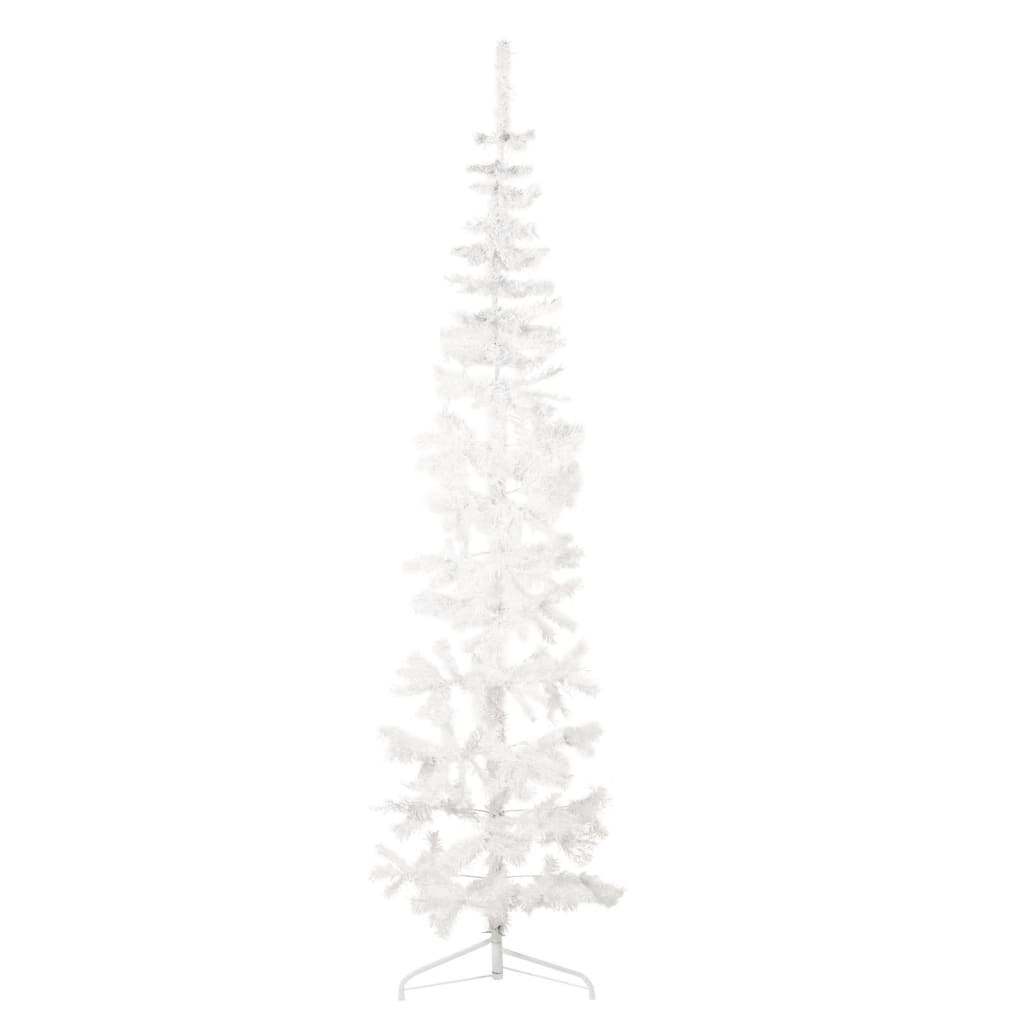 Künstlicher Halb-Weihnachtsbaum mit Ständer Schlank Weiß 240 cm