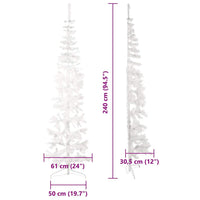 Künstlicher Halb-Weihnachtsbaum mit Ständer Schlank Weiß 240 cm