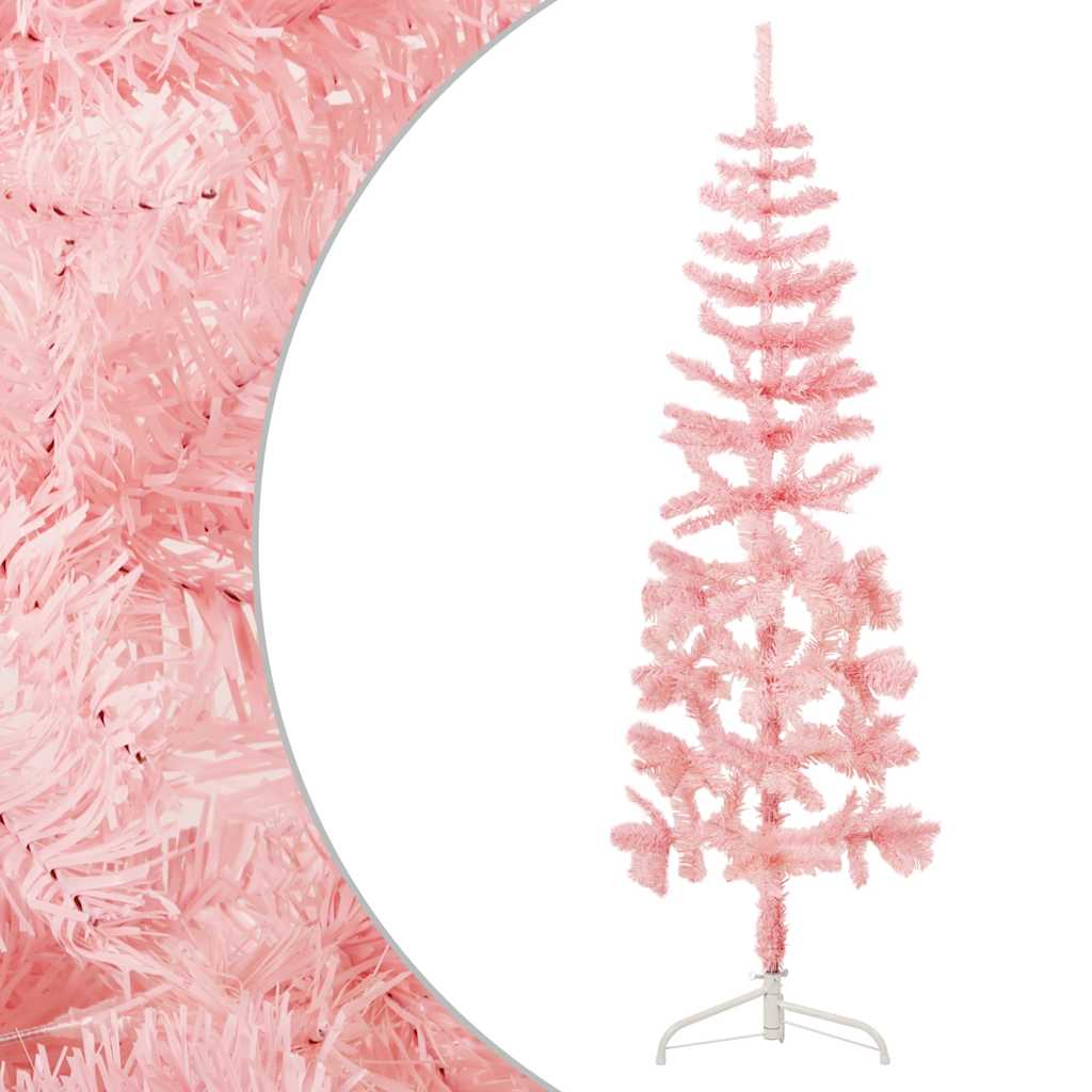 Künstlicher Halb-Weihnachtsbaum mit Ständer Schlank Rosa 150 cm