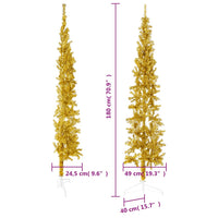 Künstlicher Halb-Weihnachtsbaum mit Ständer Schlank Gold 180 cm