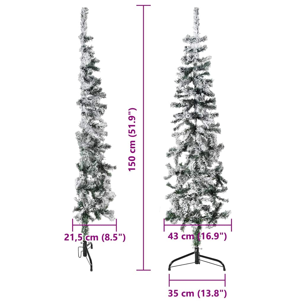 Künstlicher Halb-Weihnachtsbaum mit Schnee Schlank 150 cm