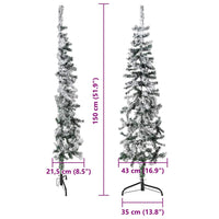 Künstlicher Halb-Weihnachtsbaum mit Schnee Schlank 150 cm