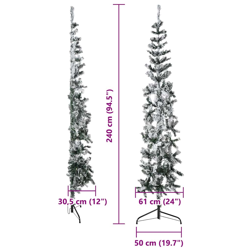 Künstlicher Halb-Weihnachtsbaum mit Schnee Schlank 240 cm