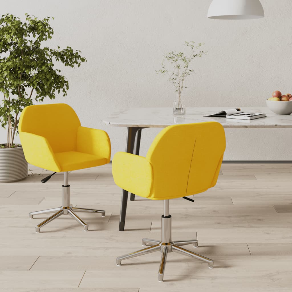 Esszimmerstühle 2 Stk. Drehbar Senfgelb Stoff