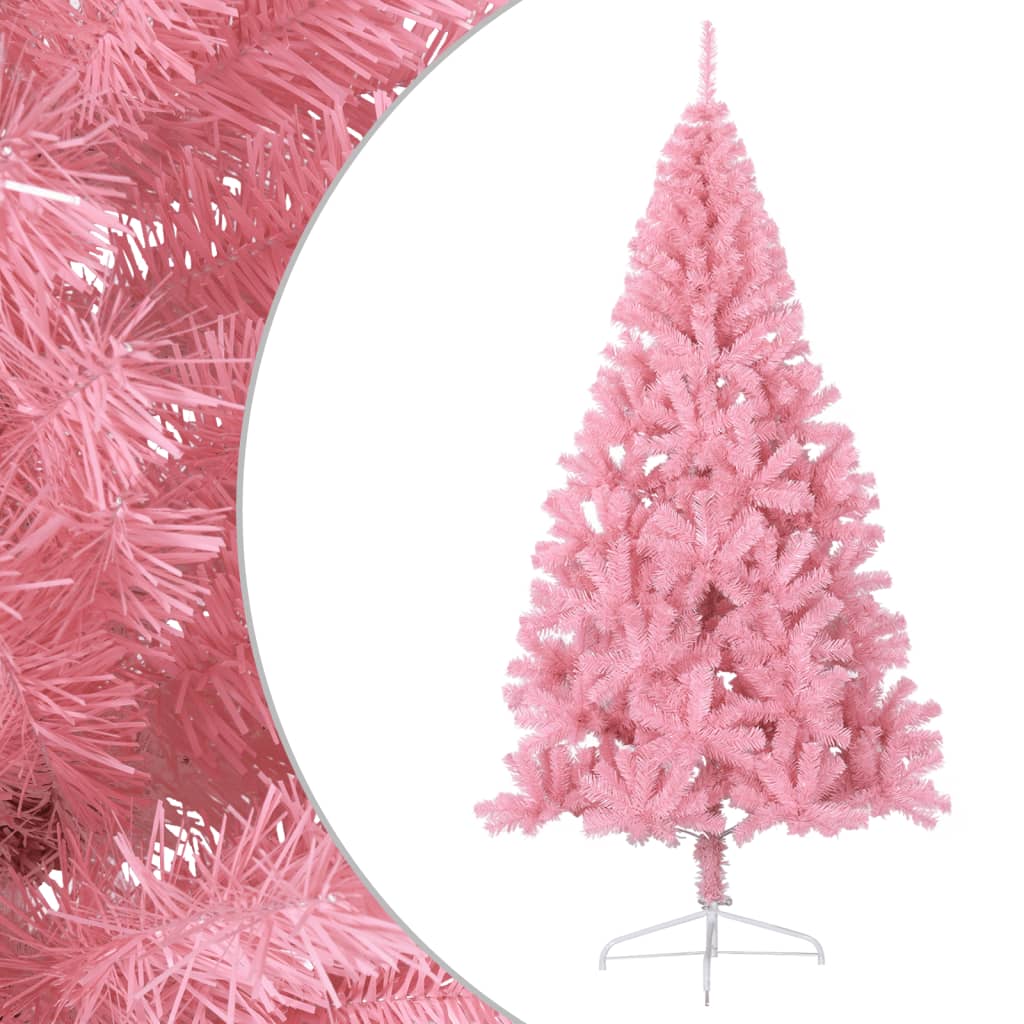 Künstlicher Halb-Weihnachtsbaum mit Ständer Rosa 210 cm PVC