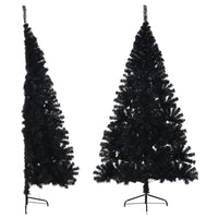 Künstlicher Halb-Weihnachtsbaum mit Ständer Schwarz 240 cm PVC