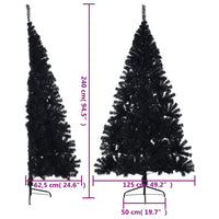 Künstlicher Halb-Weihnachtsbaum mit Ständer Schwarz 240 cm PVC