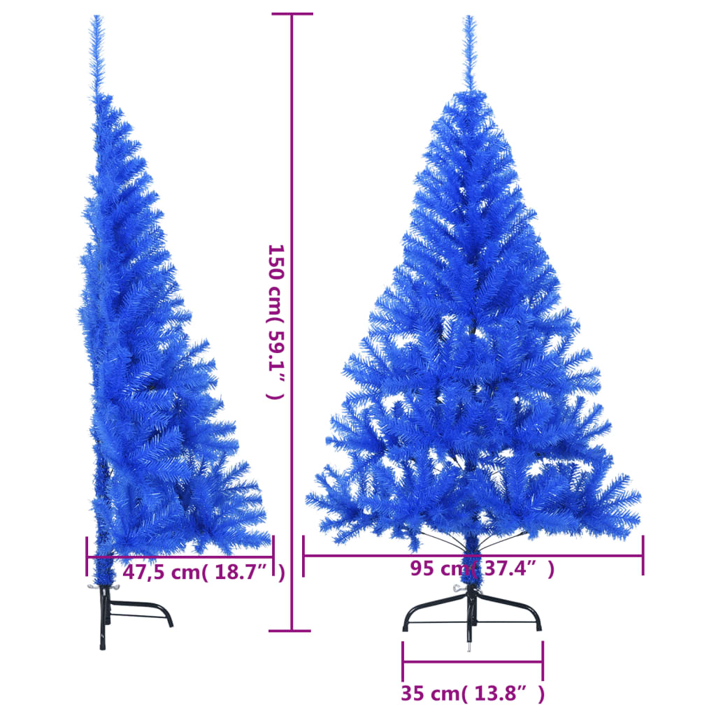 Künstlicher Halb-Weihnachtsbaum mit Ständer Blau 150 cm PVC