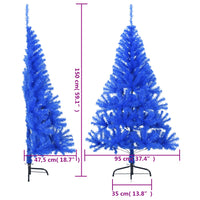 Künstlicher Halb-Weihnachtsbaum mit Ständer Blau 150 cm PVC