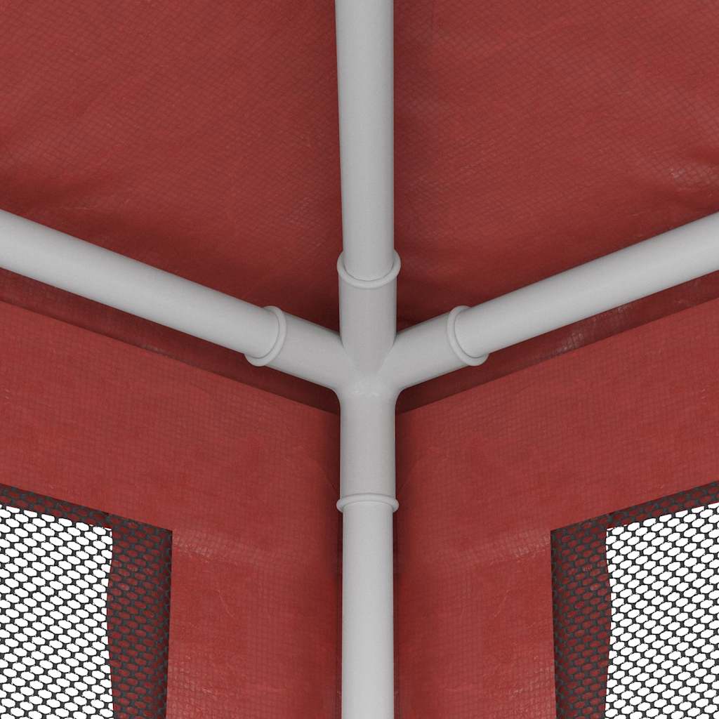 Partyzelt mit 4 Mesh-Seitenwänden Rot 2x2 m HDPE