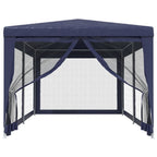 Partyzelt mit 6 Mesh-Seitenwänden Blau 3x6 m HDPE