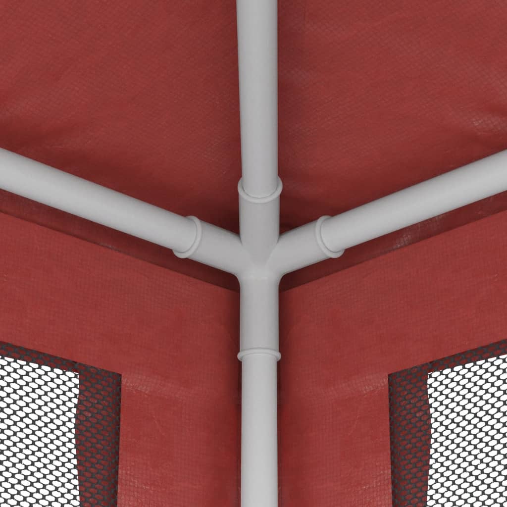 Partyzelt mit 6 Mesh-Seitenwänden Rot 3x6 m HDPE