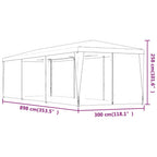 Partyzelt mit 8 Mesh-Seitenwänden Grün 3x9 m HDPE