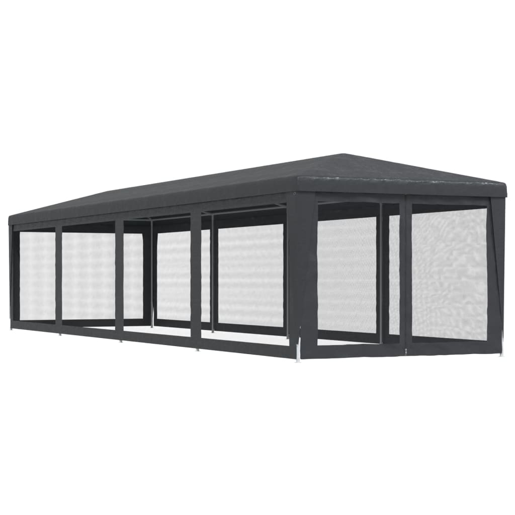 Partyzelt mit 10 Mesh-Seitenwänden Anthrazit 3x12 m HDPE