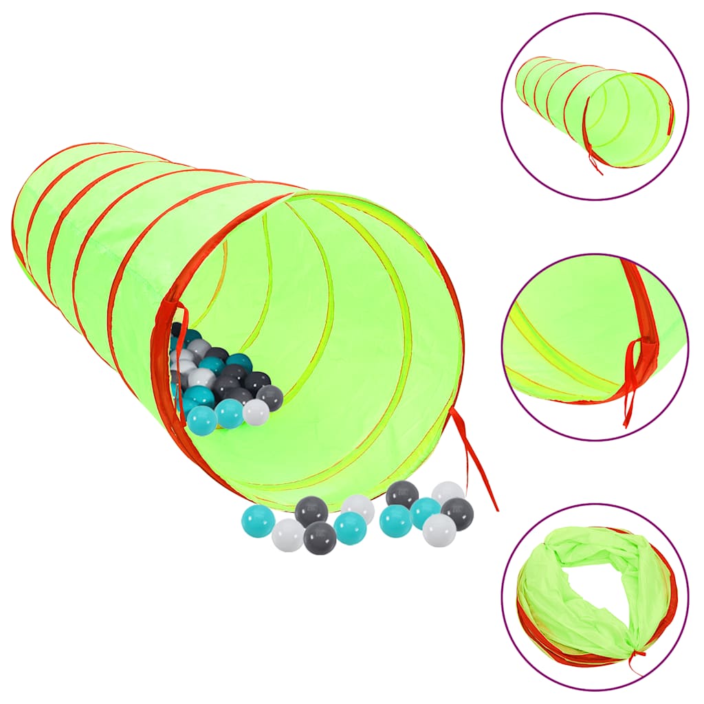 Spieltunnel mit 250 Bällen Grün 175 cm Polyester