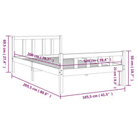 Massivholzbett Schwarz 100x200 cm