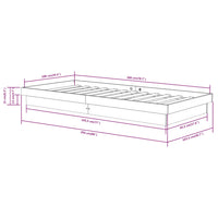 Massivholzbett Schwarz 100x200 cm