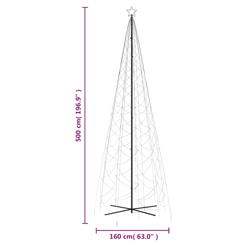 LED-Weihnachtsbaum Kegelform Kaltweiß 1400 LEDs 160x500 cm